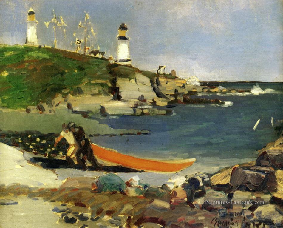 hannaford s crique 1922 George luks phare de plage de paysage Peintures à l'huile